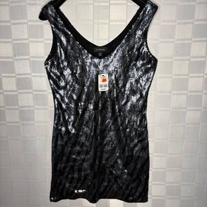 le chateau Black Sequin Scoop Neck dress